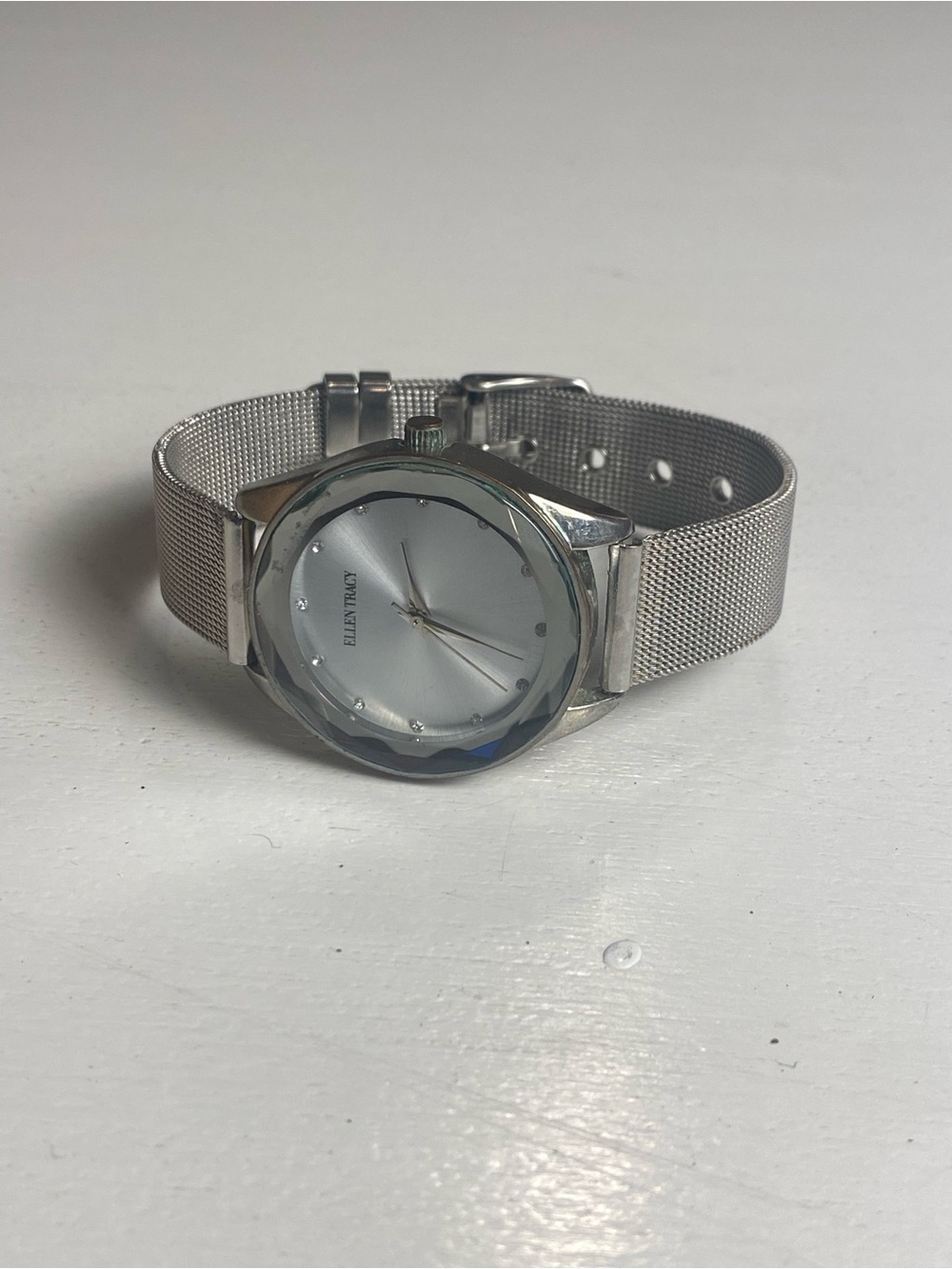 Ellen Tracy Silver-Tone Mesh Bracelet Watch